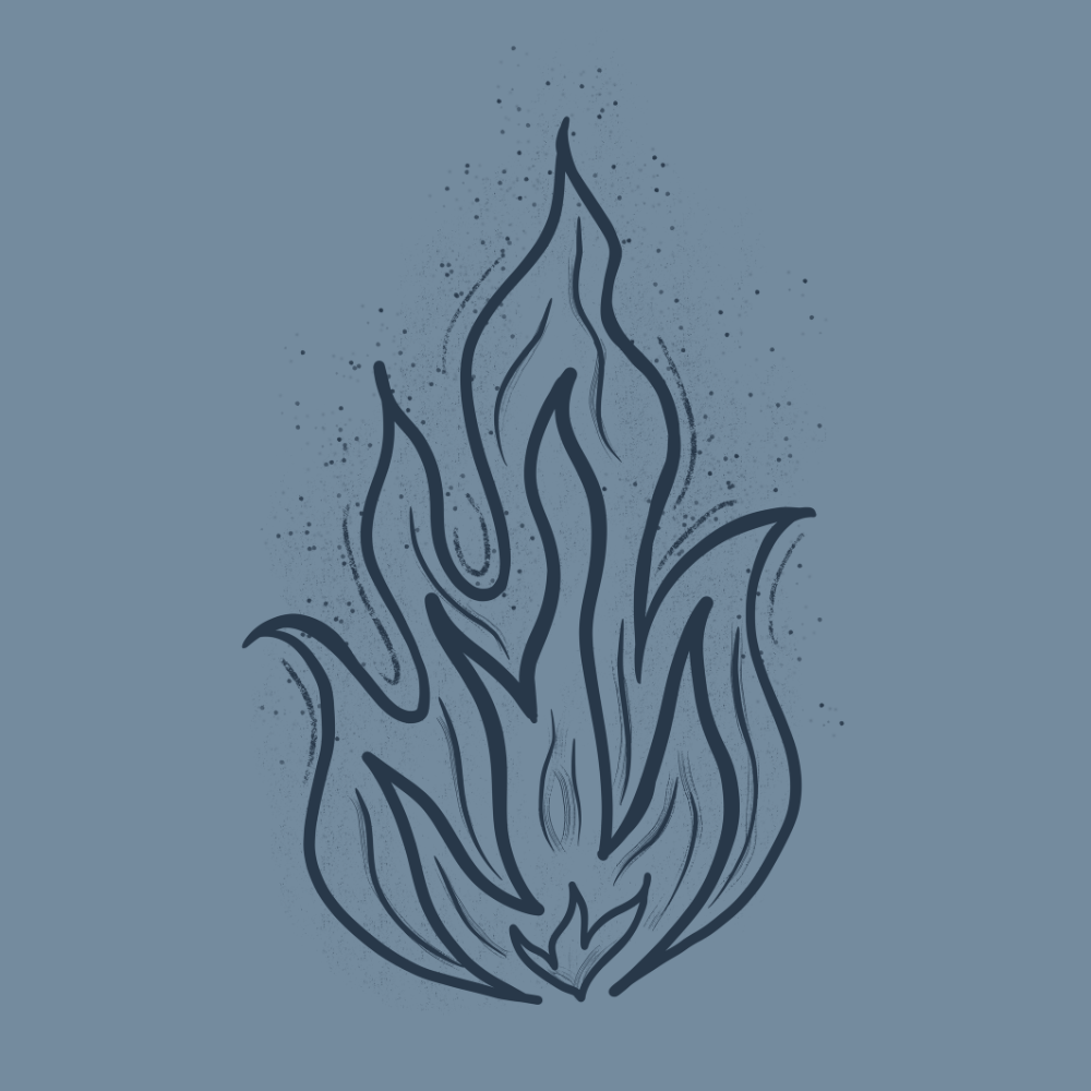 Flame design on a blue background